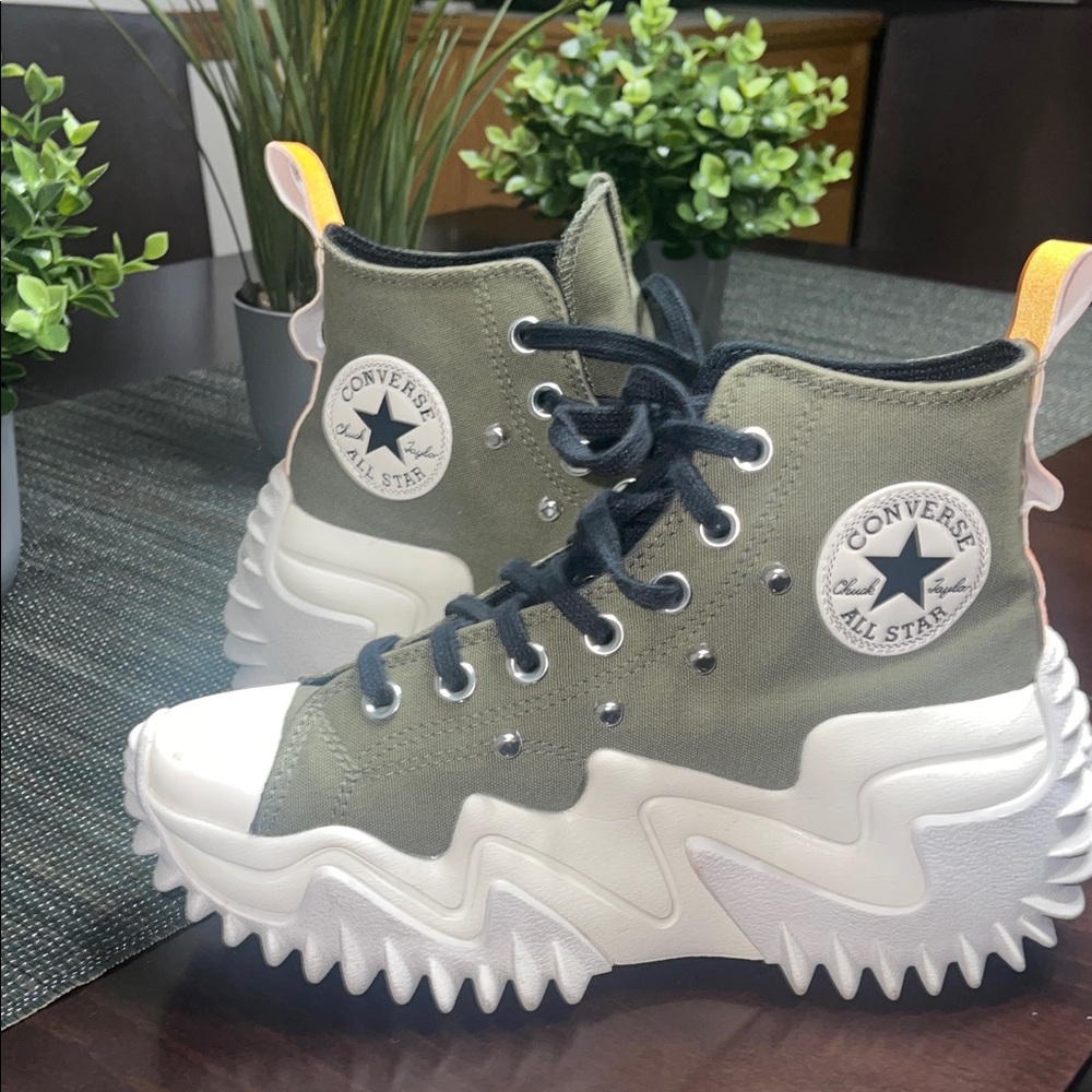 Converse Kids High-Top Sneakers - Olive and White